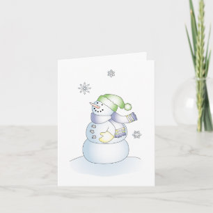 Cute Snowman Merry Christmas Holiday Greeting Card