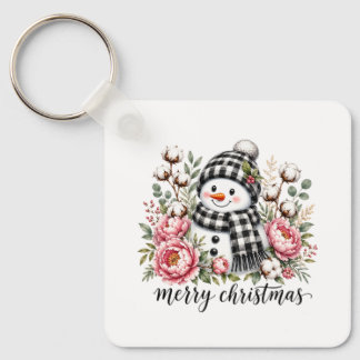 Cute Snowman Merry Christmas Key Ring
