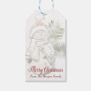 Cute Snowman,Merry Christmas-Personalised Gift Tags