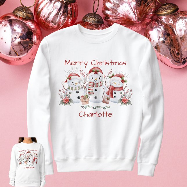 Cute Snowman Merry Christmas Shirt with Name (Cute Snowman Merry Christmas Shirt with Name)
