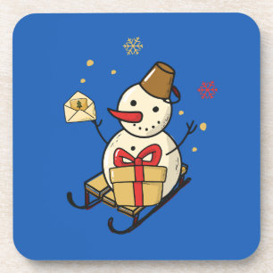 Cute Snowman On A Sled Coaster