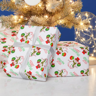 Cute Snowman on Festive WHITE or Your Colour Wrapping Paper