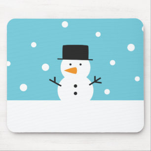 Cute Snowman on snow background for Christmas Mouse Pad