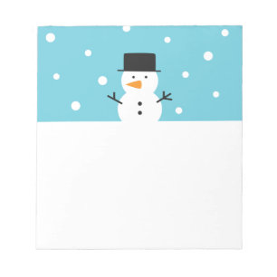 Cute Snowman on snow background for Christmas Notepad