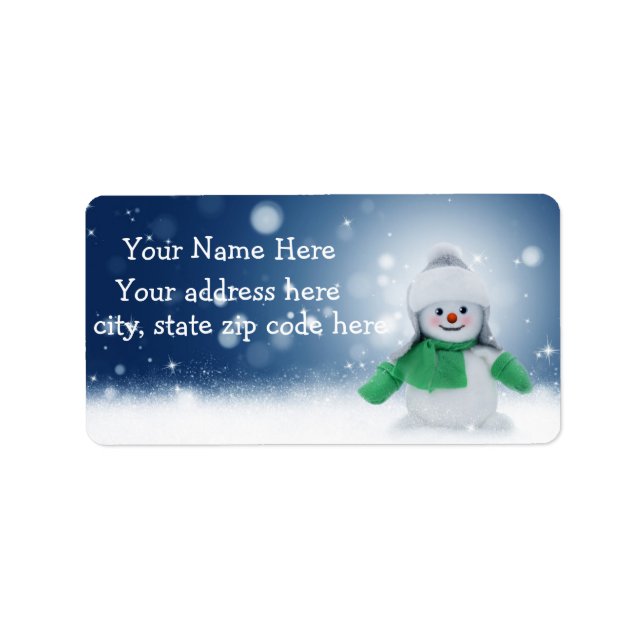 Cute Snowman Personalised Address Labels (Front)