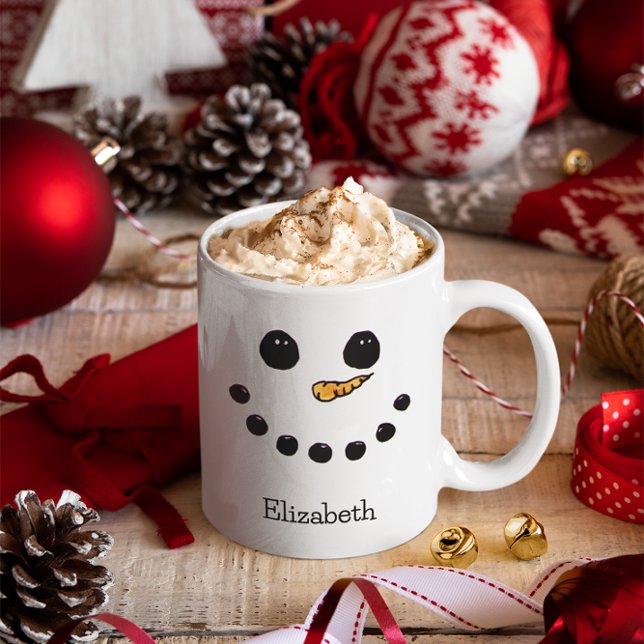 Cute Snowman Personalised Name Custom Christmas Mug (Creator Uploaded)