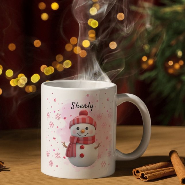 Cute Snowman Personalized Name Christmas Coffee Mug (Creator Uploaded)