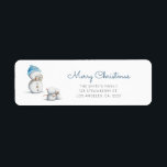 Cute Snowman Photography Christmas Return Address<br><div class="desc">Adorable winter return address label with a snowman taking photos. The sentiment reads Merry Christmas. Illustrated and designed by Patricia Alvarez.</div>
