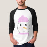 Cute Snowman Pink Christmas Party    T-Shirt<br><div class="desc">Christmas Snowman Pink Scarf and Hat</div>