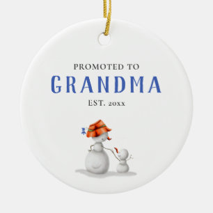 Cute Snowman Promoted to Grandma Ceramic Tree Decoration