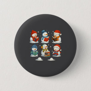 Cute Snowman Reading Books Christmas Winter Book L 6 Cm Round Badge