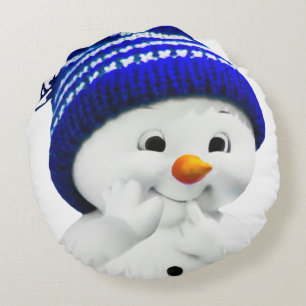 Cute Snowman Round Cushion