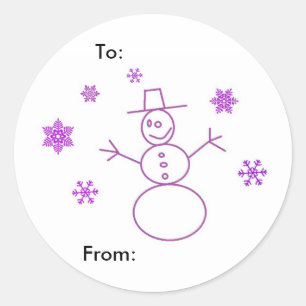 Cute Snowman Round Sticker Gift Tags
