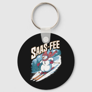 Cute Snowman Skiing Key Ring