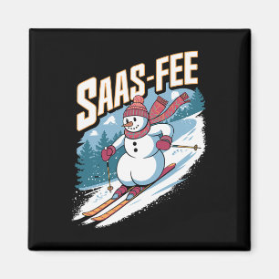 Cute Snowman Skiing  Magnet