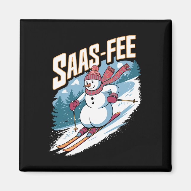 Cute Snowman Skiing  Magnet (Front)