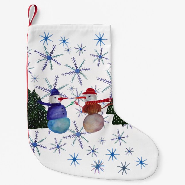 Cute Snowman Small Christmas Stocking (Front)