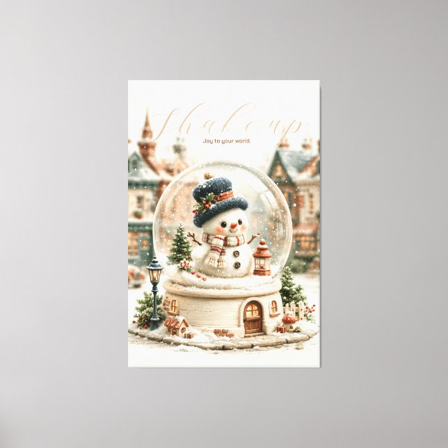 Cute Snowman Snow Globe Canvas Print (Front)