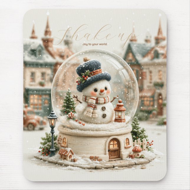 Cute Snowman Snow Globe Mouse Pad (Front)