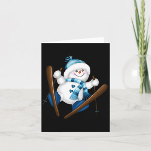 Cute Snowman Snowboarding Snowboarder Christmas Gi Card
