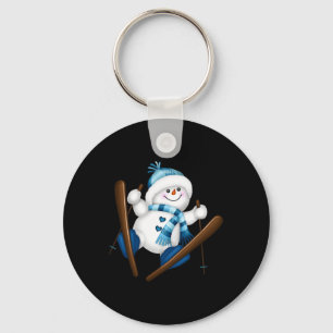Cute Snowman Snowboarding Snowboarder Christmas Gi Key Ring