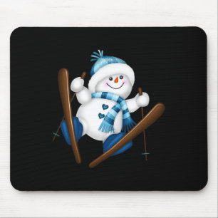 Cute Snowman Snowboarding Snowboarder Christmas Gi Mouse Pad