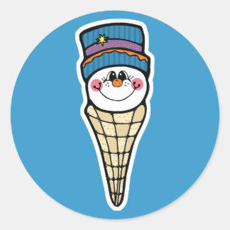 cute snowman snowcone classic round sticker