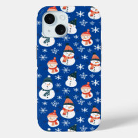 Cute Snowman Snowflake Seamless Pattern Christmas