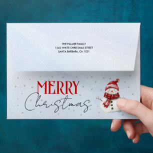 Cute snowman, snowflakes Merry Christmas holiday Envelope