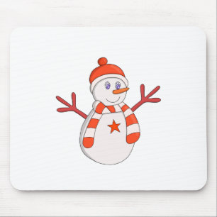 Cute Snowman Star Mouse Pad