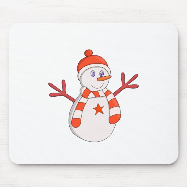 Cute Snowman Star Mouse Pad (Front)