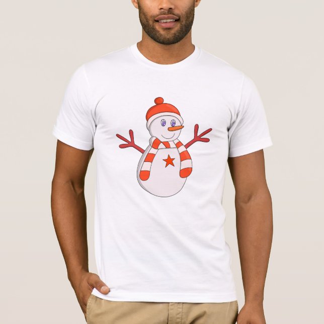 Cute Snowman Star T-Shirt (Front)