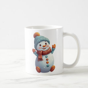Cute Snowman Teal Orange Winter Coffee Mug 