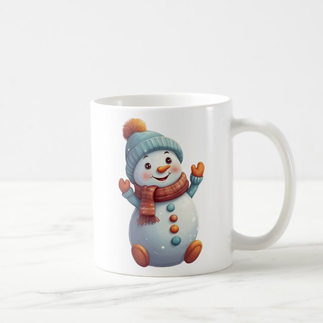 Cute Snowman Teal Orange Winter Coffee Mug  (Right)