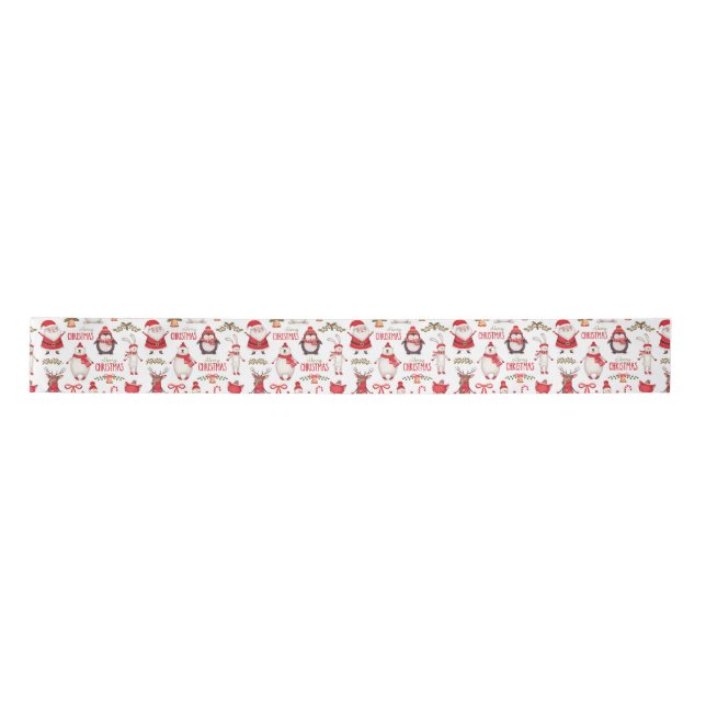 Cute Snowman Tissue Paper Satin Ribbon (Front)