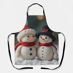 cute snowman together apron