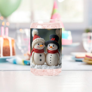 cute snowman together can glass