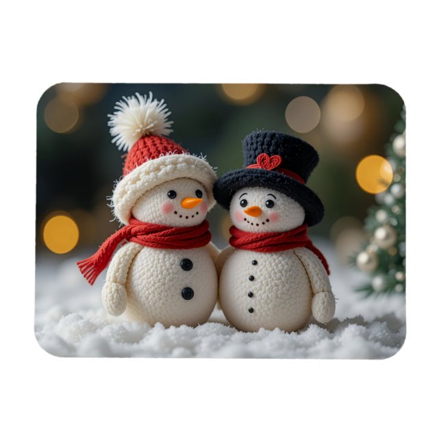 cute snowman together magnet (Horizontal)