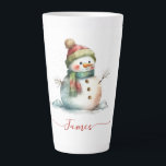 Cute Snowman Watercolor Personalised Christmas Latte Mug<br><div class="desc">Cute Snowman Watercolor Personalised Christmas Latte Mug</div>