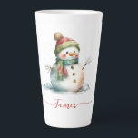 Cute Snowman Watercolor Personalised Christmas Latte Mug<br><div class="desc">Cute Snowman Watercolor Personalised Christmas Latte Mug</div>