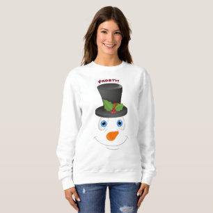 Cute Snowman Wearing Hat Customisable Message Sweatshirt