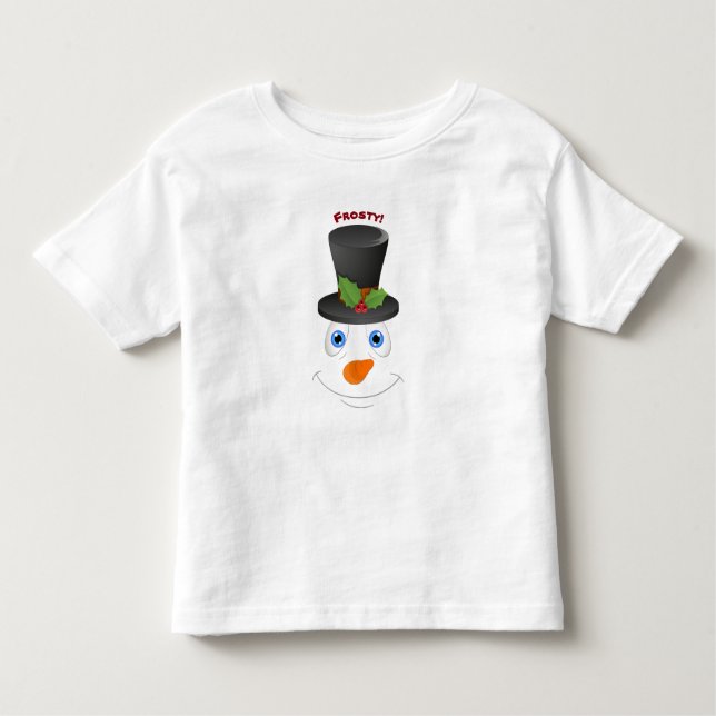 Cute Snowman Wearing Hat Customisable Message Toddler T-Shirt (Front)