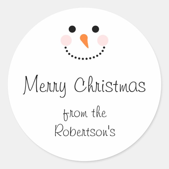 Cute Snowman White Merry Christmas Envelope Seal (Front)