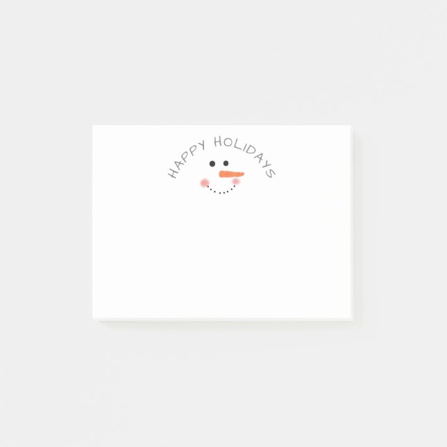 Cute Snowman White Winter Happy Holidays Post-it Notes (Front)