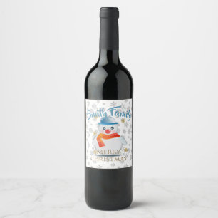 Cute Snowman Wine Label