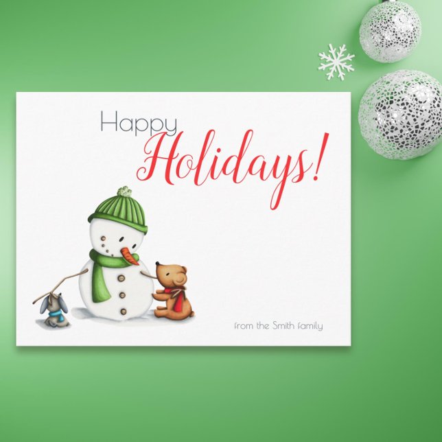 Cute Snowman Winter Christmas Holiday Postcard (Cute snowman holidays postcard)
