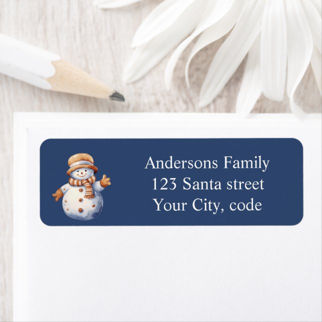 Cute Snowman Winter Christmas Return Address Label (Insitu)