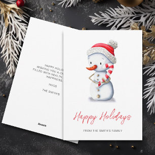 Cute Snowman Winter Happy Holidays Christmas Holiday Card