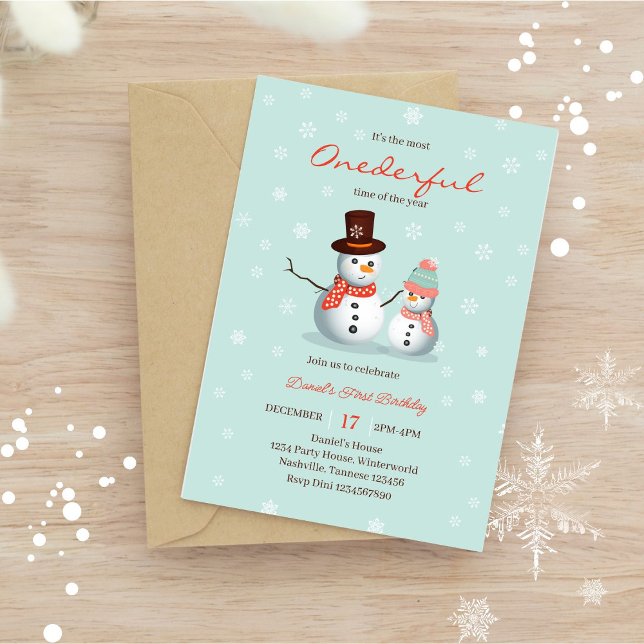 Cute Snowman Winter Onederland Birthday  Invitation (Creator Uploaded)