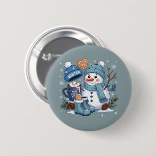 Cute Snowman Winter Season Vibes Christmas Holiday 6 Cm Round Badge